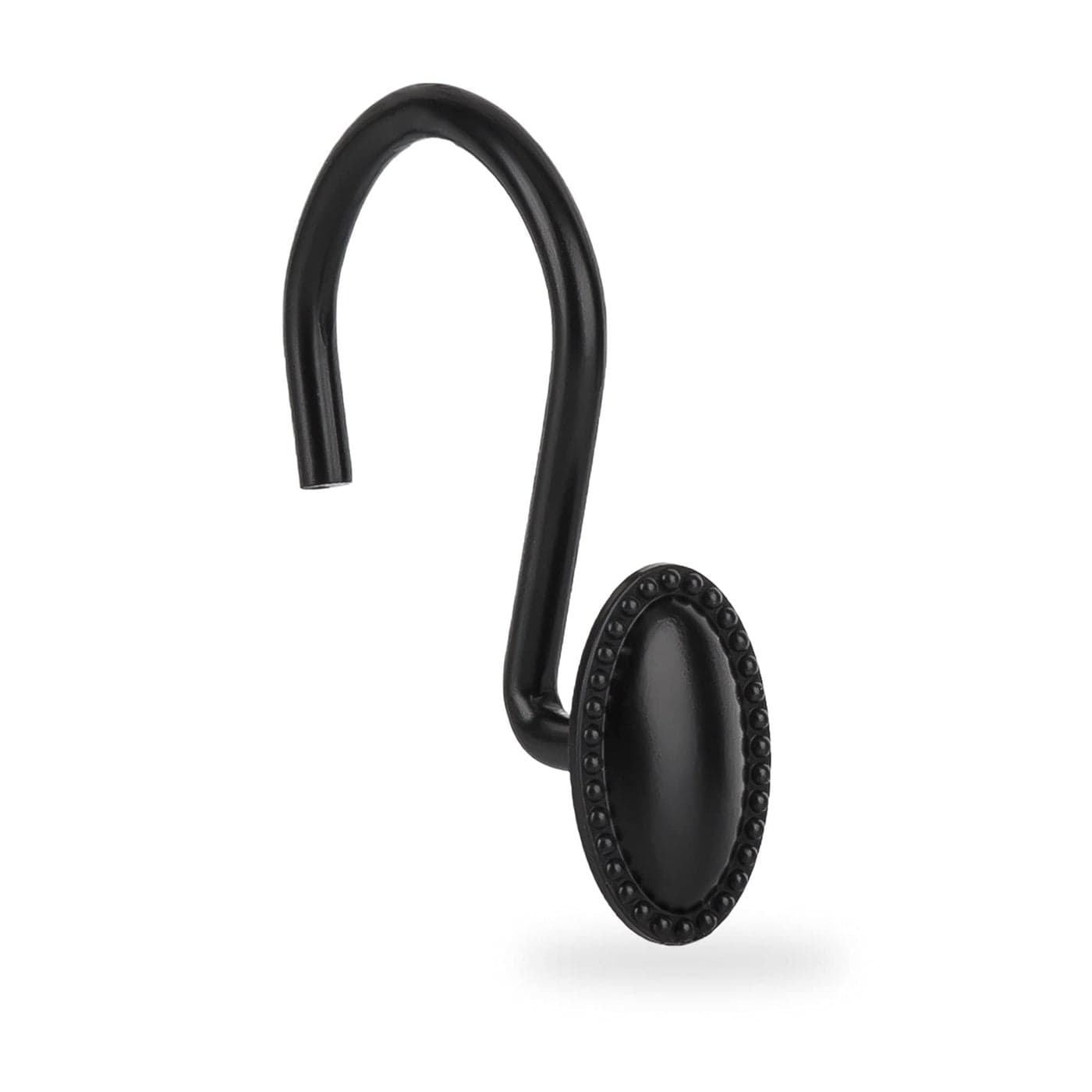 iToplin Shower Curtain Hooks Set of 12 Black Zinc Rust Resistant Decorative Matte Black Regular Size Suitable for Standard Straight or Curved Shower Curtain Poles