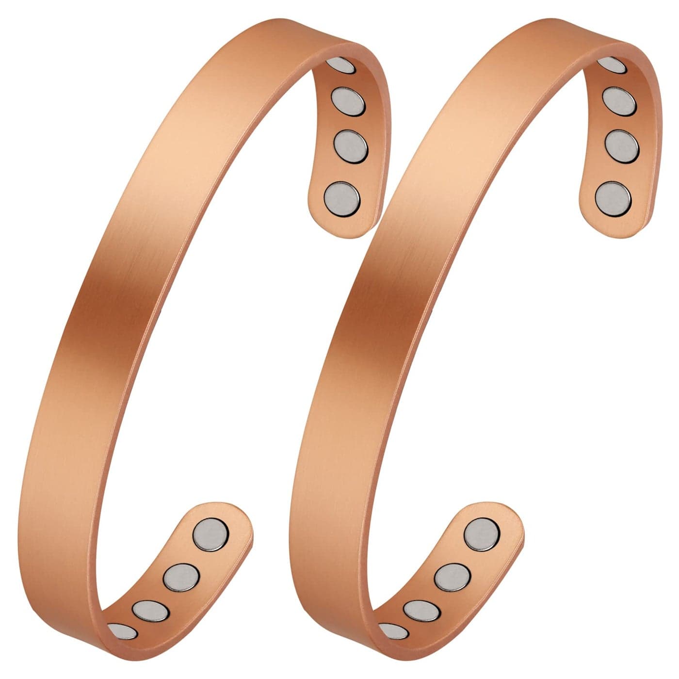 Feraco Copper Magnetic Bracelet for Men Women 9999 Pure Copper Cuff Bangle with Effective Neodymium Magnets Adjustable Jewelry Gifts Set of 2