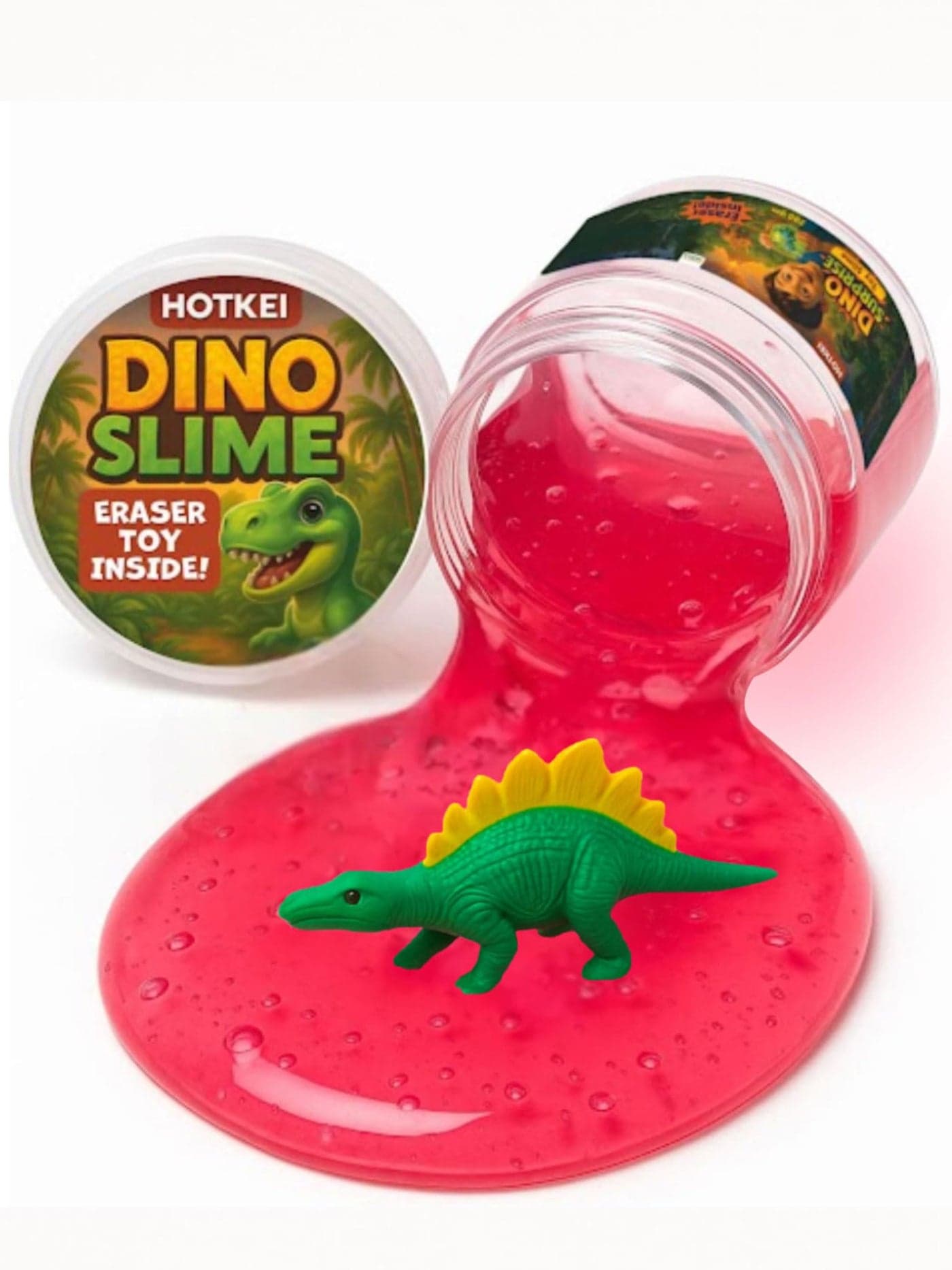 HOTKEI Pink 200 gm Slime with Dinosaur Eraser Toy Inside for Kids 3 to 10 Years Kit Set Art Slime Dino Toys for Birthday Return Gift Toys for Kids Boys Girls Birthday 9-12 Year