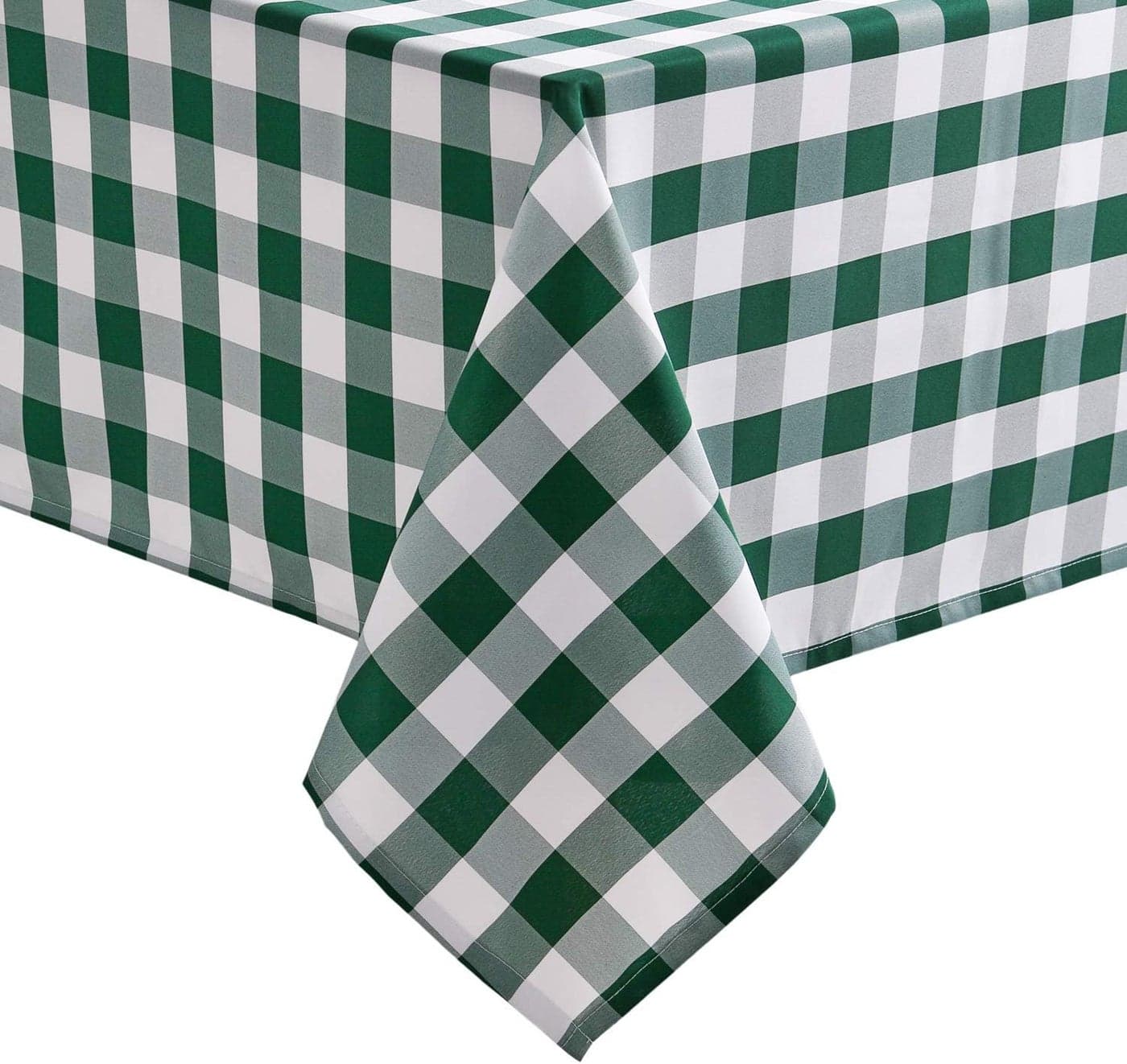Hiasan 60 x 84 Inch Checkered Tablecloth Rectangle Waterproof and Wrinkle Resistant Table Cloth for ChristmasPicnicDinnerParty Washable Polyester Fabric Forest Green and White Gingham Pattern