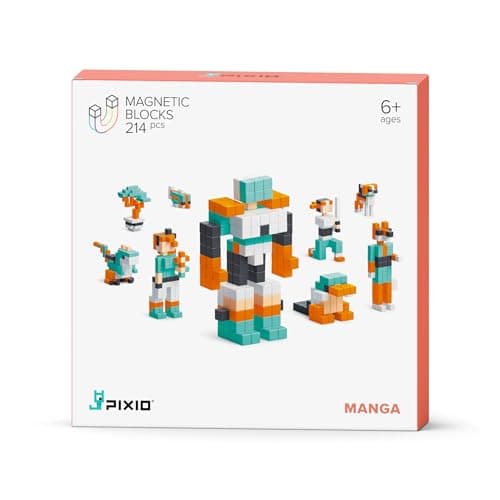 PIXIO Manga Tiny Magnetic Blocks Building Toy in The Pixel Art Style with Free App 516 Plastic Cubes with 6 Magnets Inside Open Ended Toy Creativity kit for Ages 6