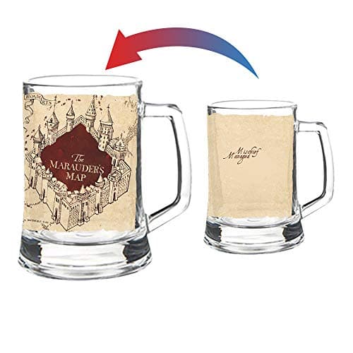 Harry Potter Marauders Map Mischief Managed Quote 16 oz Pint Size Glass Morphing Mugs Color Changing Clue Mug Full Image Revealed When COLD Liquid Is Added