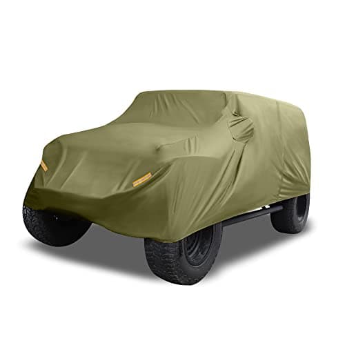 X AUTOHAUX SUV Car Cover Fit for Jeep Wrangler JK JL 2 Door 2007-2021 Outdoor Waterproof Sun Rain Dust Wind Snow Protection 210D Oxford Dark Green