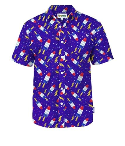Tipsy Elves Blue Grand Finale Popsicle USA Button Down Shirt for Men Size X-Large