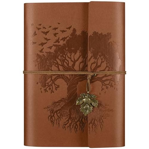 OMEYA PU Leather Journals Notebooks with Blank Pages, Vintage Refillable Journal for Writing, Travel Diary Art Sketchbook to Write in, Gifts for Women, Men, Teen Girls and Boys, 160 Pages (Brown, A5)
