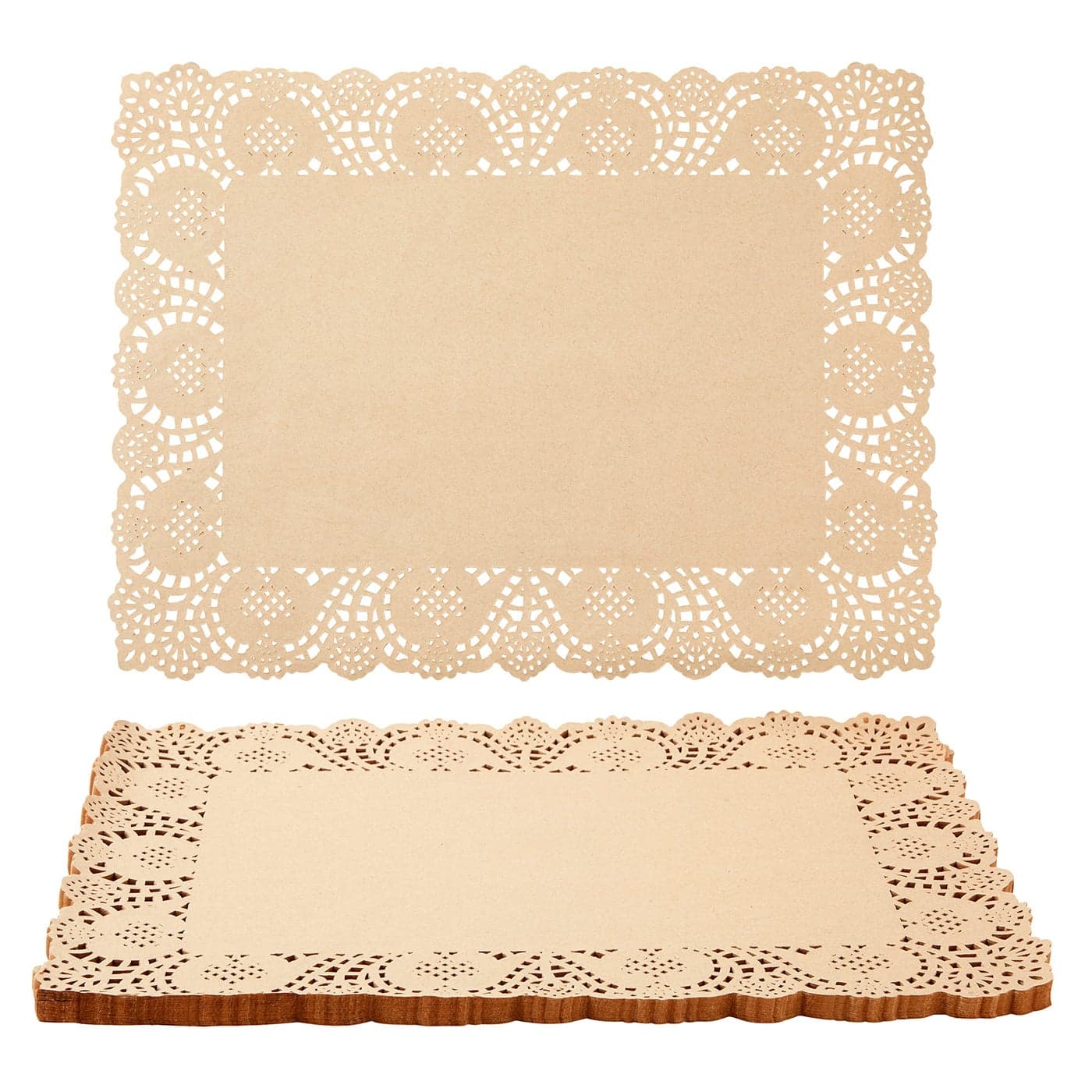 100Pack Brown Rectangle Disposable Placemats Fall Lace Paper Doilies for Wedding Table Thanksgiving Party 155x117 in Doilies for Tables