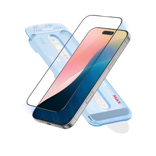 FLOLAB NanoArmour ONETIME MAX for iPhone 16 Pro Max Screen Protector Clear AntiBlue Light Screen ProtectorInfinity Edge MilitaryGrade Tempered Glass Durable Easy Install DustFree