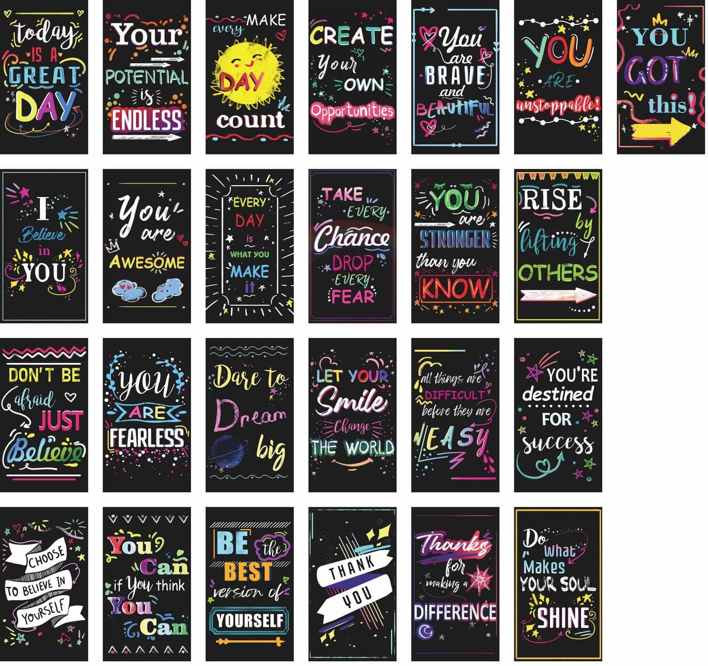 Iconikal Inspirational Sayings & Encouragements Magnets, 2 x 3.5-Inch, 50-Pack
