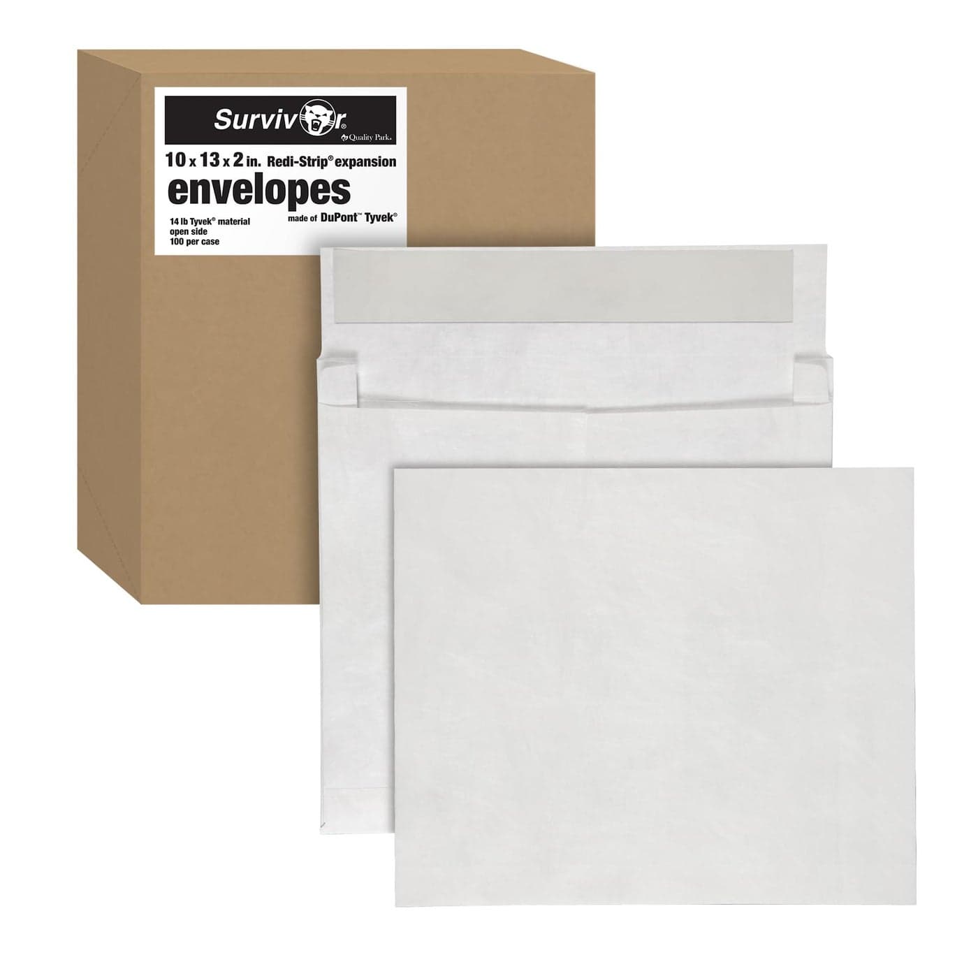Quality Park Survivor 10x13 Inch Catalog Envelopes made with 18 lb DuPont Tyvek Expands 2 Peel and Seal Self Seal White 100Box QUAR4610