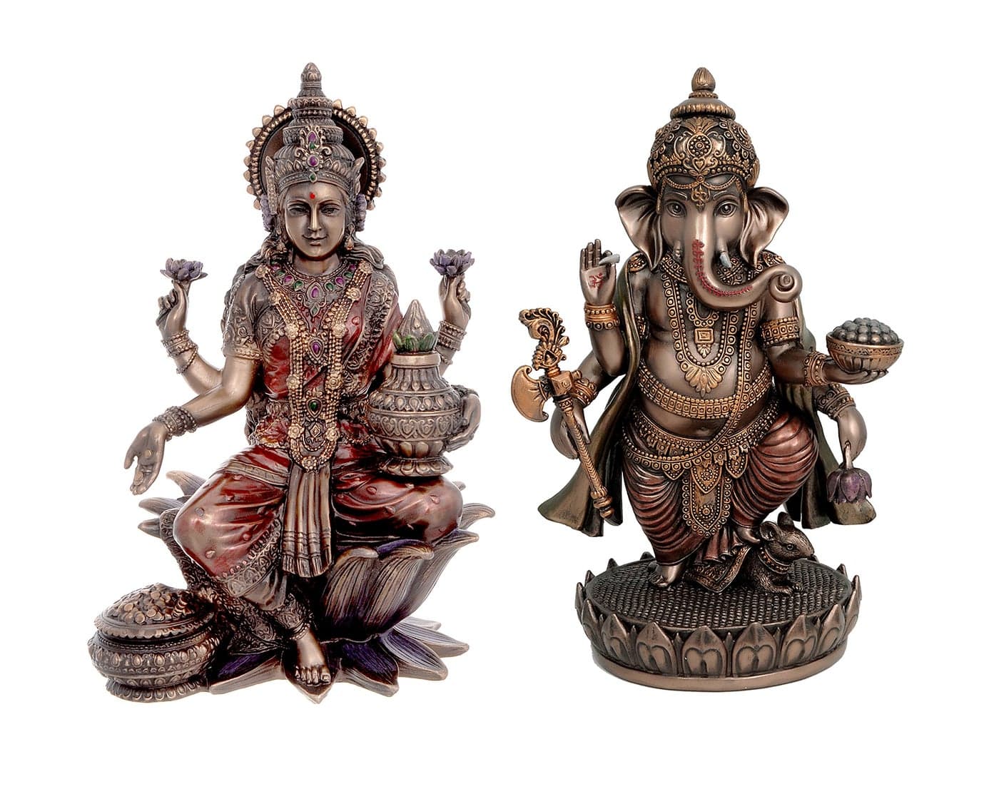 Aone India Idol Bonded Bronze Poly Resin Idol Laxmi Ganesh Murti 7 Inches