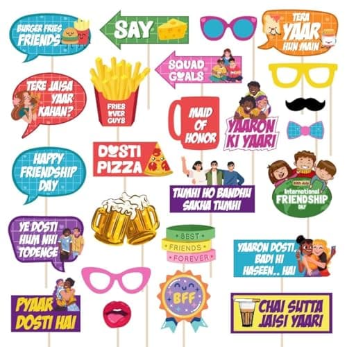 Festiko® Happy Friendship Day Photobooth Props,Decoration Supplies, Friendship Day Decoration Supplies