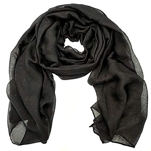 woogwin Women's Cotton Scarves Lady Light Soft Fashion Solid Scarf Wrap Shawl (One Size, Starblack)