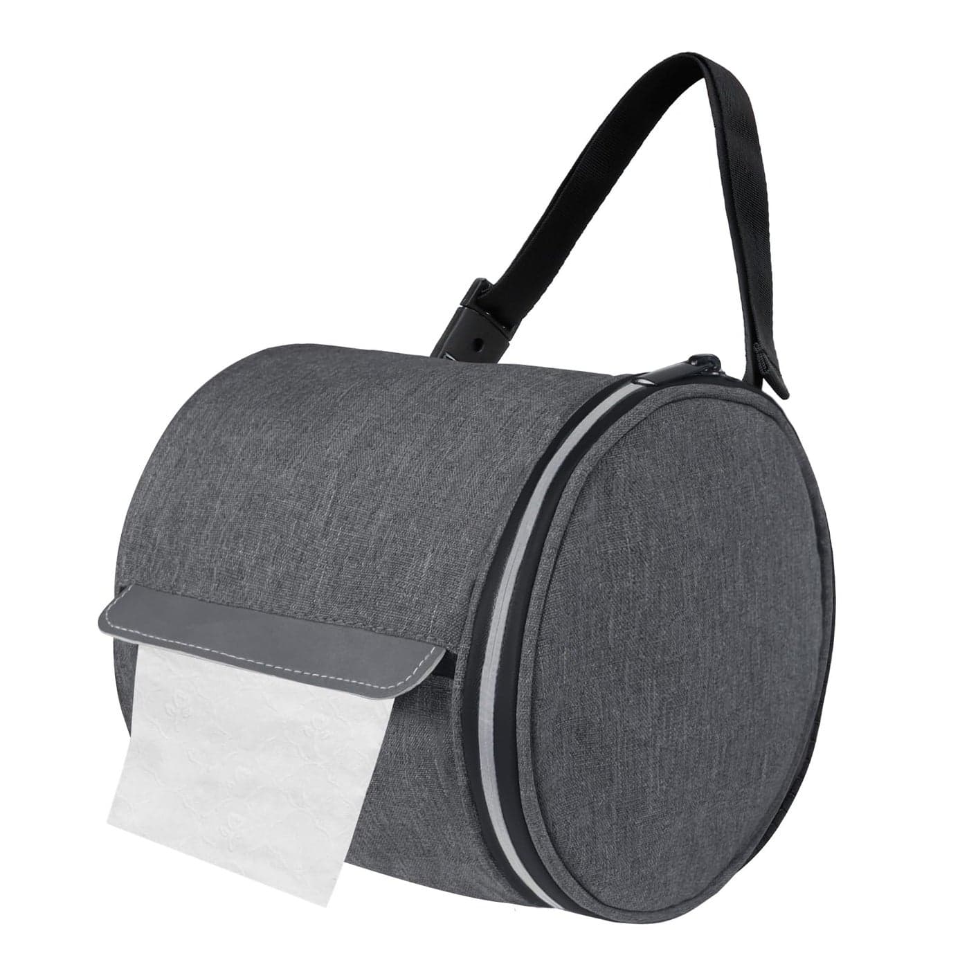 Hanging Toilet Paper Holder Cat Proof Roll Tissue Storage Waterproof and Portable Paper Container with Adjustable Strap Reusable Roll Tissue Organizer for Camping Bathroom Kitchen Travel Gray