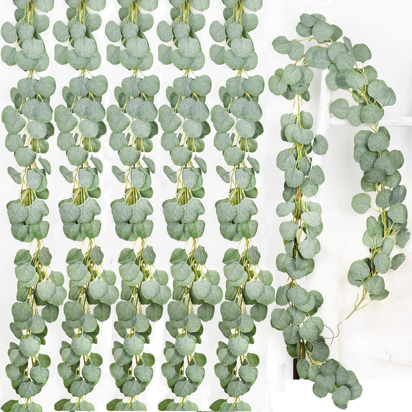 DearHouse 6Pcs Artificial Eucalyptus Garland Faux Silk Eucalyptus Leaves Vines Handmade Garland Greenery Wedding Backdrop Arch Wall Decor61FTPcs
