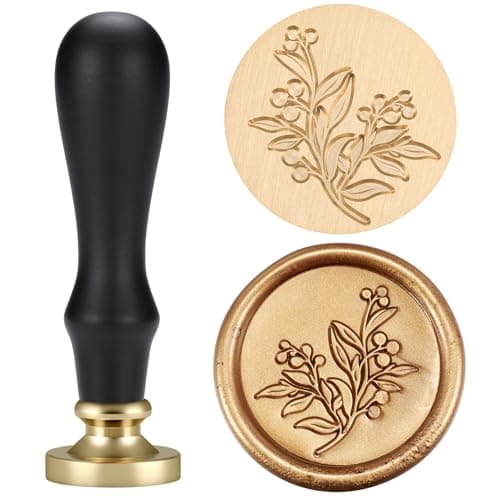 Yoption Wild Fruit Flower Wax Seal Stamp Floral Wax Seal Stamp with Vintage Wood Handle for Wedding Invitation Gift Wrap Envelopes Christmas Card