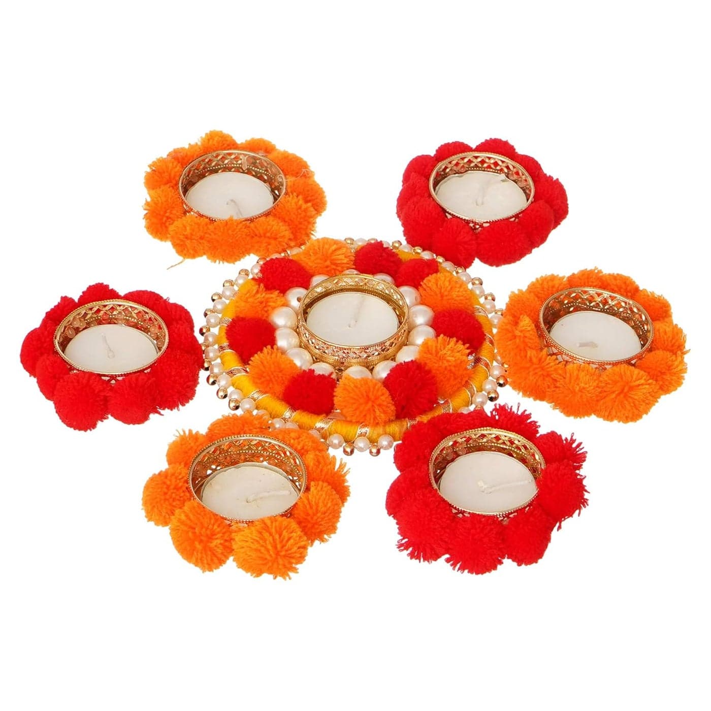 Sanvatsar Flower dECOATIVE Diya Set of 7 Corporate Gift Diwali Gift Diya for puja Home Decoration Light Diya Christmas Candle LightingNew Year Candle Set of 7
