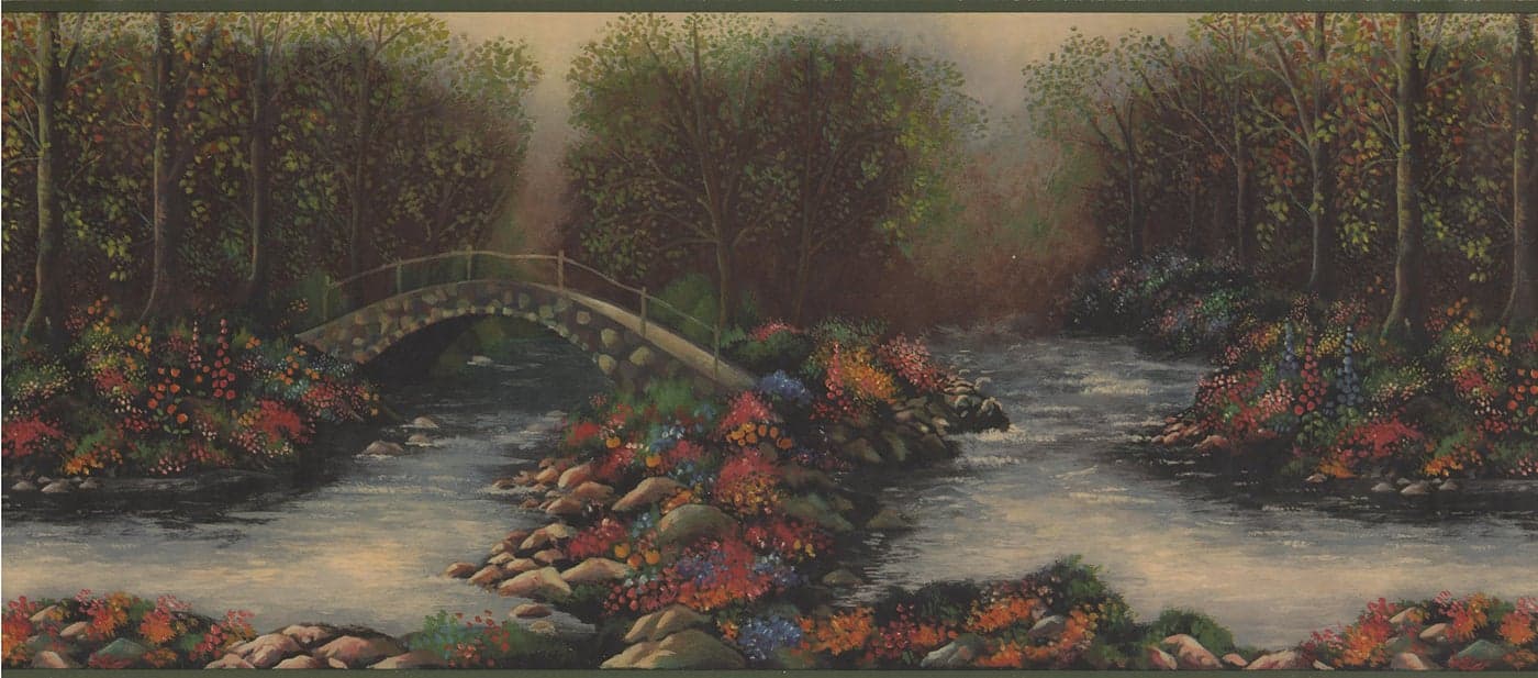 York Wallcoverings 5803310 Woods River Lodge Wallpaper Border 5803310 Green