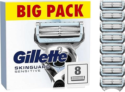 Gillette SkinGuard Sensitive Razor Blades Men Gillette Razors for Men Pack of 8 Razor Blade Refills with Precision Trimmer Fits All Skinguard ProGlide ProShield and Fusion5 Handles Mens Razors