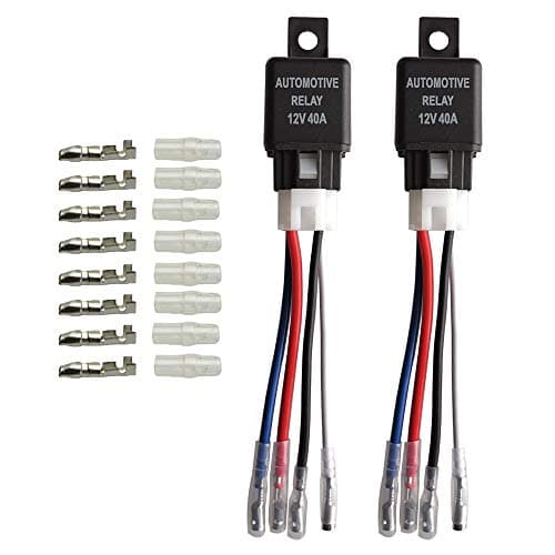 Gebildet 2pcs Car Relay Harness 12V 40A 4 Pin SPST Harness Sockets with Color-Labeled Wires for Automotive Truck Motorcycle Boat