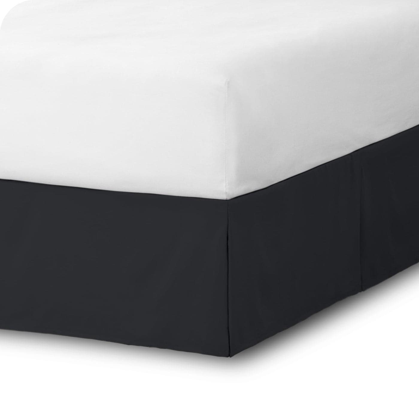 Bare Home King Bed Skirt 15Inch Tailored Drop Easy Fit Bed Skirt for Beds Center Corner Pleats King Black