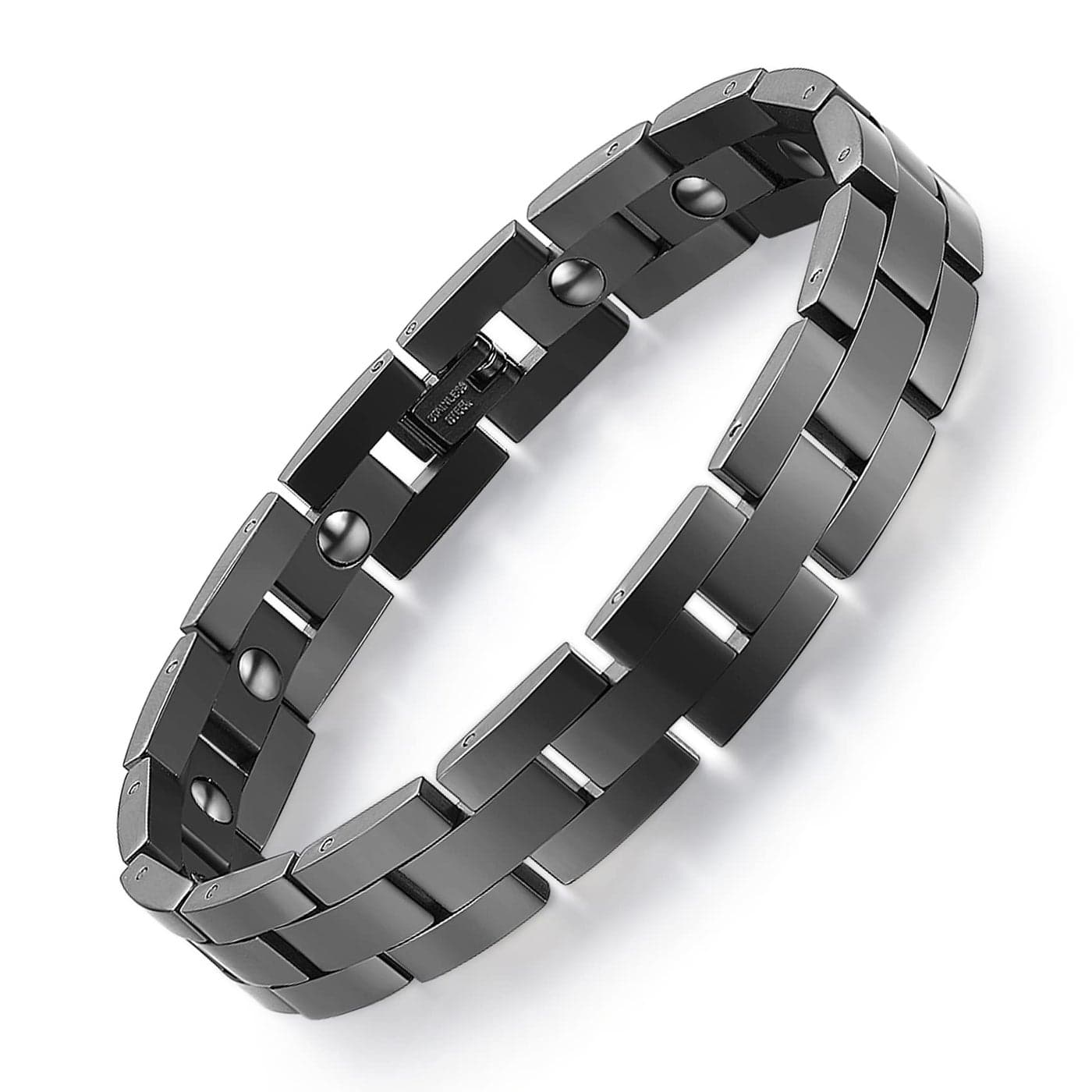 Feraco Magnetic Bracelets for Men Sleek Titanium Stainless Steel Magnetic Therapy Bracelet with Sizing Tool Jewelry Gifts for Men Black