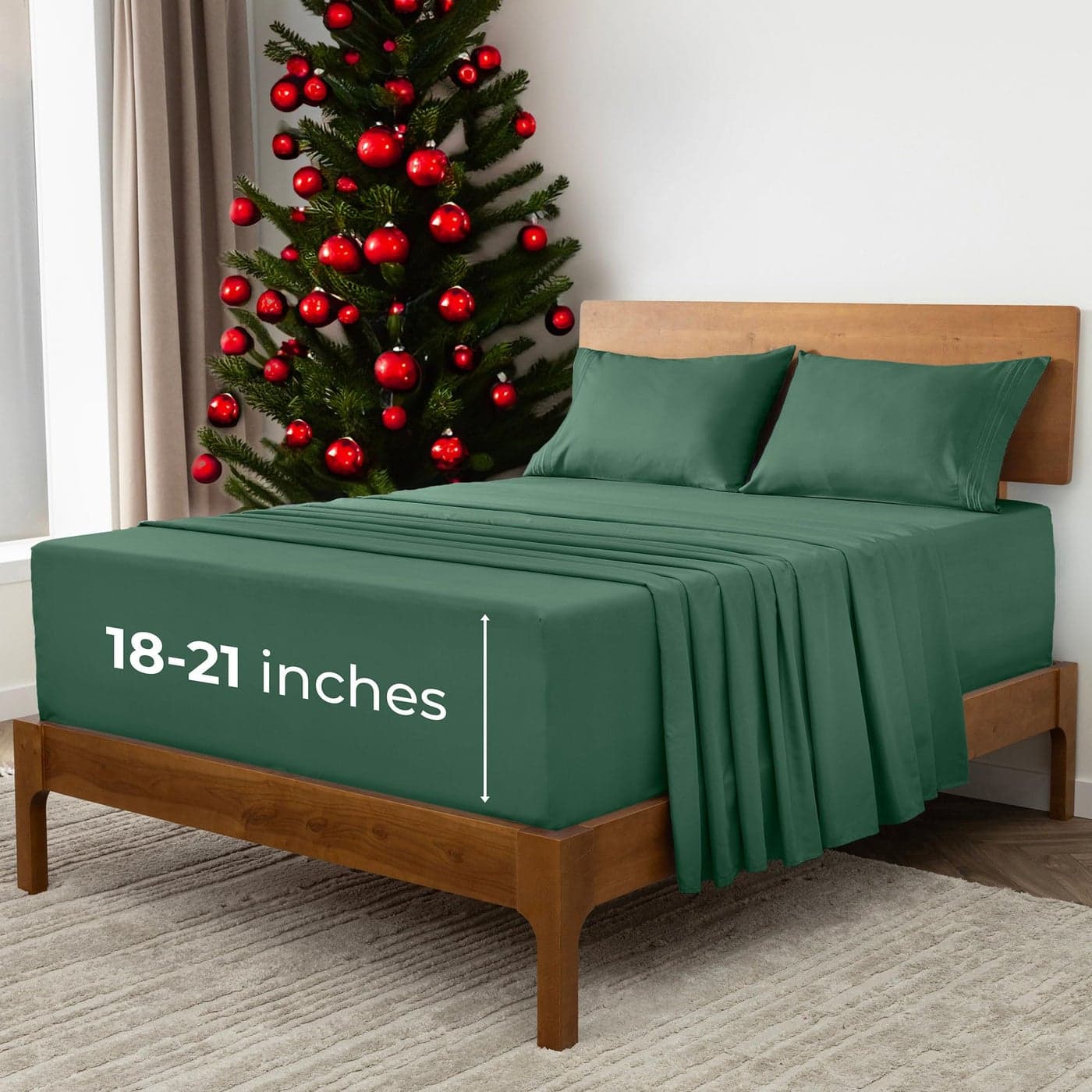 Mellanni Extra Deep Queen Sheets 4 PC Iconic Collection Bedding Hotel Luxury Ultra Soft Cooling Bed Sheets Wrinkle Fade Stain Resistant Queen Emerald Green