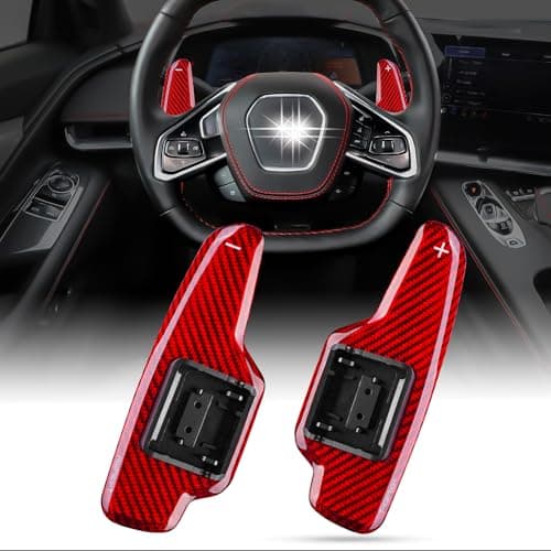 Tcarbon Replacement Paddle Shifter Compatible with Corvette C8 Z51 Z06 20202026 Steering Wheel Shift Paddle Glass Fiber Steering Wheel ExtensionsCar Refitting Decoration AccessoriesRed