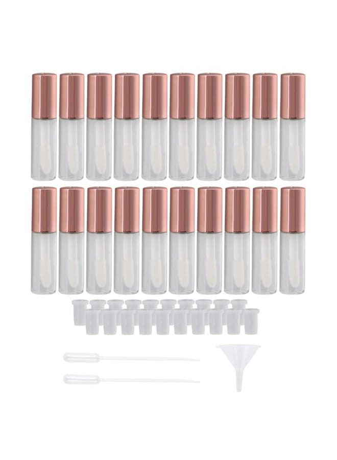 Rose Gold 1.2ml Empty Plastic Clear Lip Gloss Tubes Lip Balm Bottle Container Cosmetic Makeup Tools with Stopper Pack of 20