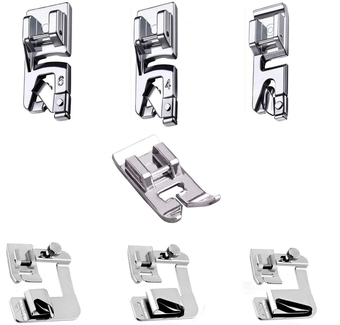 YICBOR 7PCS Rolled Hem Presser Foot Wide Rolled Hem Foot Narrow Hemmer Foot Kits and 1pc Zig Zag Foot Hemming Foot Set for Singer Brother Janome Low Shank Sewing Machines