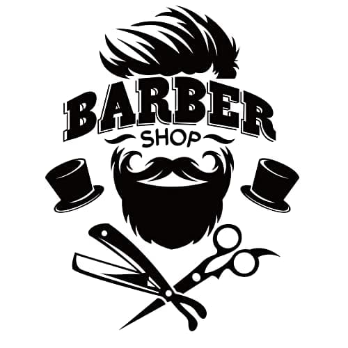 SUPERDANT Barber Shop Wall Sticker Black and White Hairdressing Theme Vinyl Wall Decor Barber Shop Decal Wallpaper Art Stickers for Home Bedroom Living Room Barber Shop Decorations 23.2x13.7in