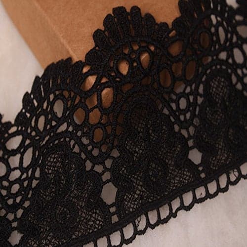 9CM Width Europe Crown Pattern Inelastic Embroidery Lace TrimCurtain Tablecloth Slipcover Bridal DIY ClothingAccessories2 Yards in one Package Black