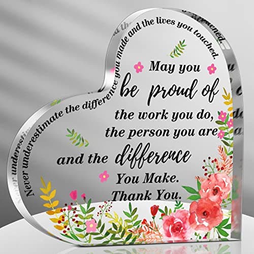Yinder Thank You Gifts for Women Christmas Desk Decor Gifts for Teacher Coworker Doctor Nurse Leaving Job Inspirational Quotes Farewell Gift for Boss Staff Home Office Desk Decor(Heart)