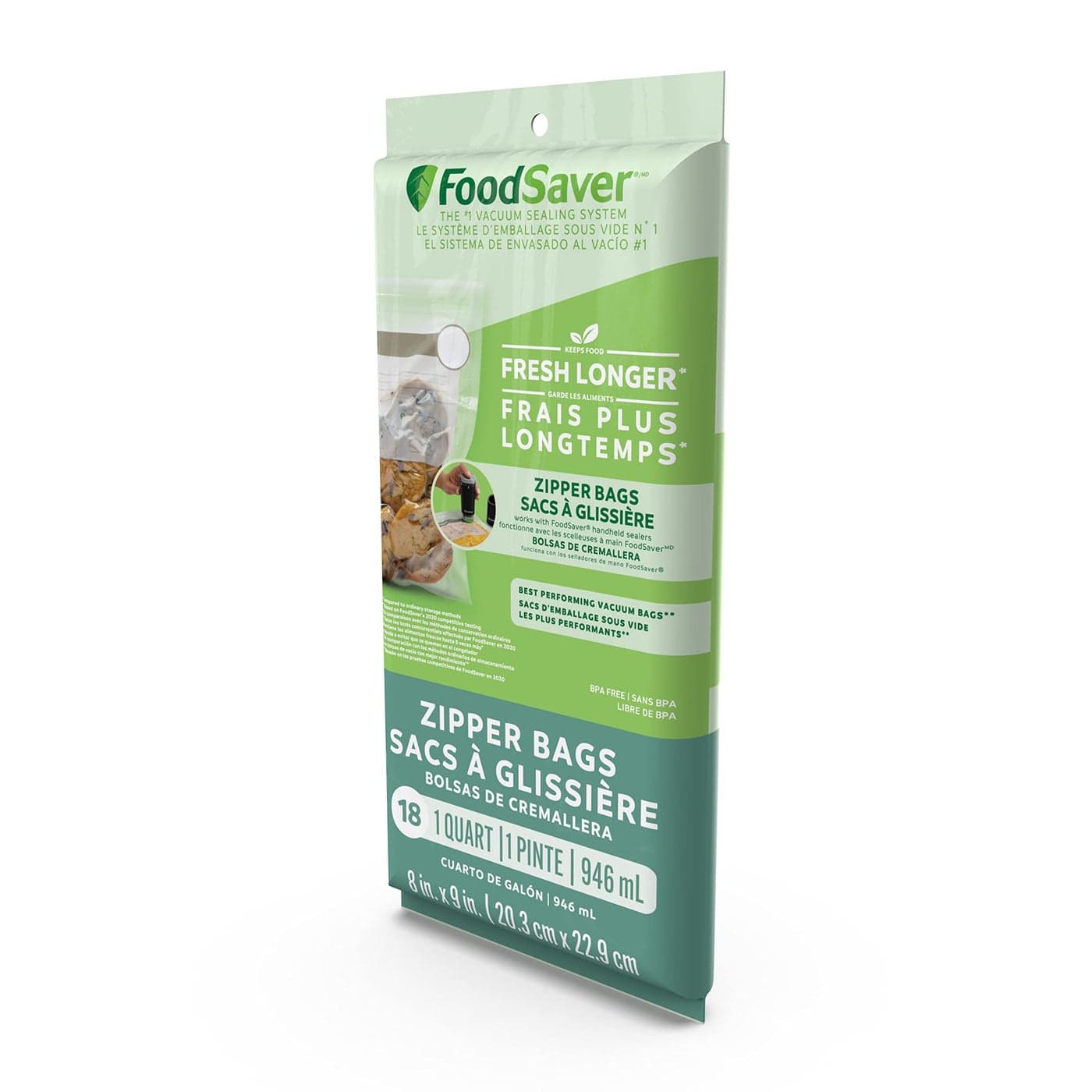 FoodSaver 1Quart BPAFree Multilayer Construction Vacuum Zipper Bags