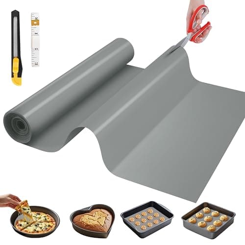 Silicone Baking Mat, 12 IN x 6 FT Free Cutting Baking Sheet, Non-Stick Reusable Dough & Pastry Mat, Non-Slip Silicone Mat Roll for Air Fryer Liner, Freeze Dryer, Oven Baking Pan, Kitchen Counter
