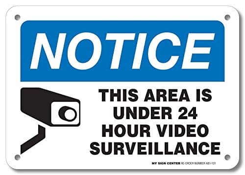 This Area Is Under 24 hour Video Surveilance Sign, 7" x 10" 0.40 Aluminum, Fade Resistance, Indoor/Outdoor Use, USA MADE By My Sign Center White