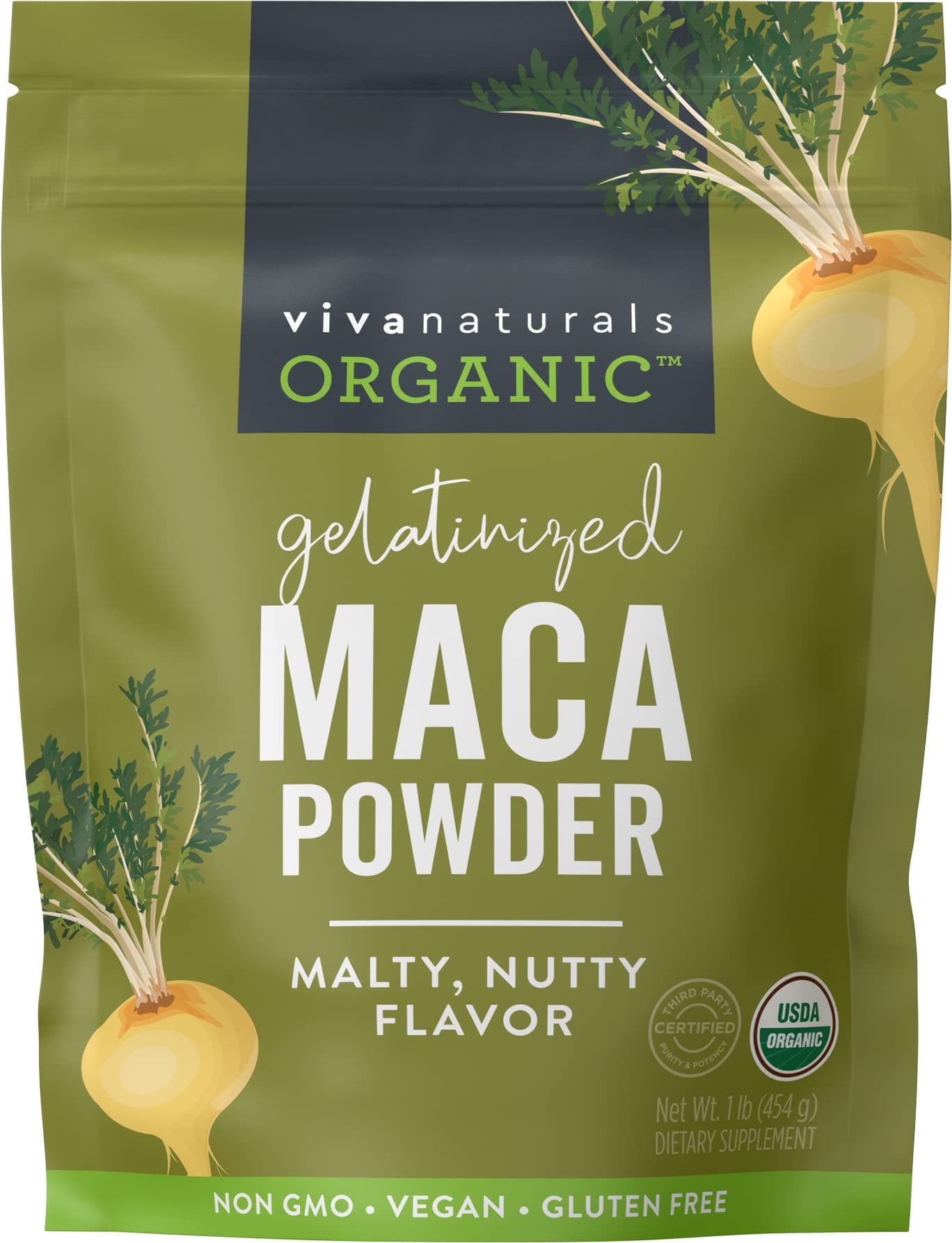 Viva Naturals Organic Maca Powder - Gelatinized Maca Powder Organic, Pervuian Superfood Traditionally Used for Energy, Certified Organic, Gluten-Free & Non-GMO, 16 Oz (1 lb) Bag