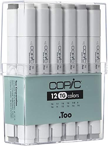 Copic Markers 12-Piece Toner Gray Set (Discontinued model: EAN 4511338002186)