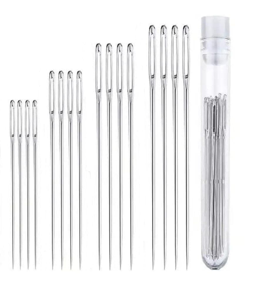On Blow 16pcs Sewing Needles for Hand Sewing, 4 Sizes 4.5-6.5 cm, Hand Stitching Knitting Quilting Crafting Embroidery Needles with Storage Tube
