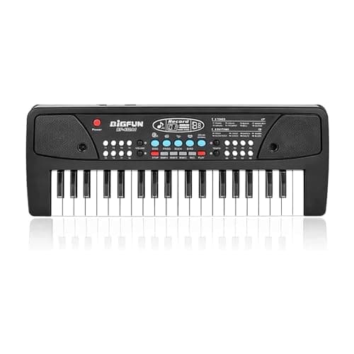 LeeQee Black 37 Keys Kids Piano Keyboard Portable Electric Musical Instruments Piano with Microphone Learning Educational Gifts Toys for Age 3 4 5 6 7 8 9 Years Old Boys Girls Toddlers Black