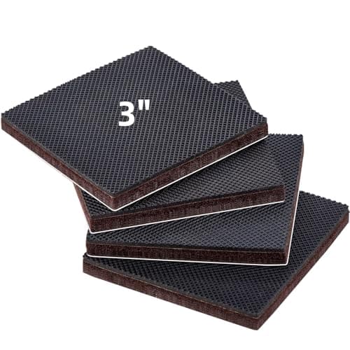 Anti Slip Furniture Rubber Pads 4pcs 3" Square Non Slip Furniture Pads Hardwood Sofa Bed Stopper Self Adhesive Non Skid 7mm Thick Furniture Protector for Hardwood Floor