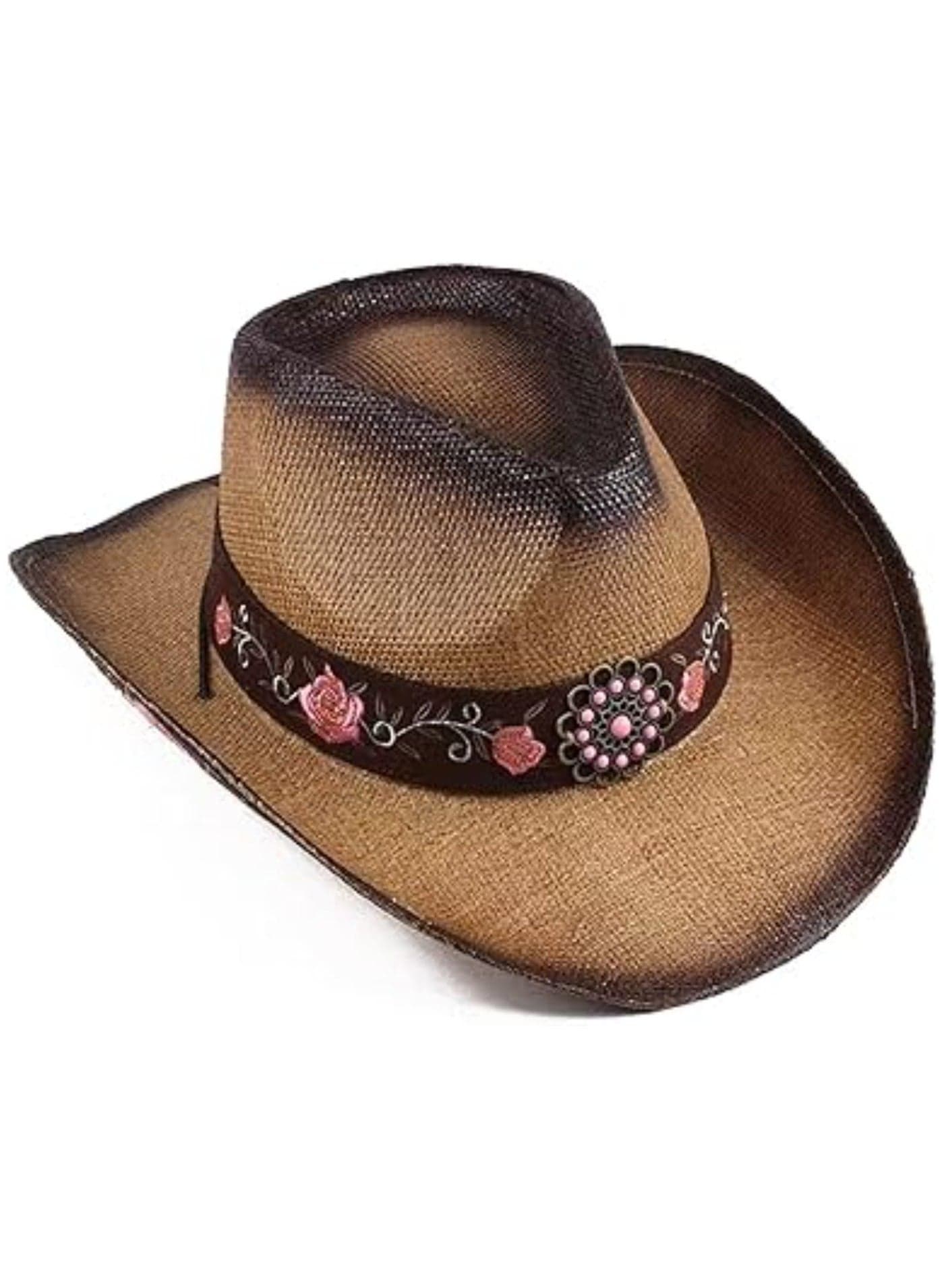 Cowboy Hats for Women, Brown Cowgirl Hats, Western Hat, Plain Classic Straw Old Style Wedding Stage Performance Country Music Festival Party Beach