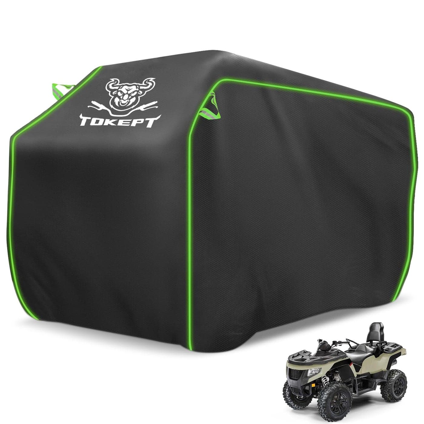 Tokept ATV Cover Waterproof Heavy Duty Windproof Quad Covers All Weather Protection 4 Wheeler Covers Premium Accessories fit for Kawasaki Honda Polaris Yamaha 82 Black XL