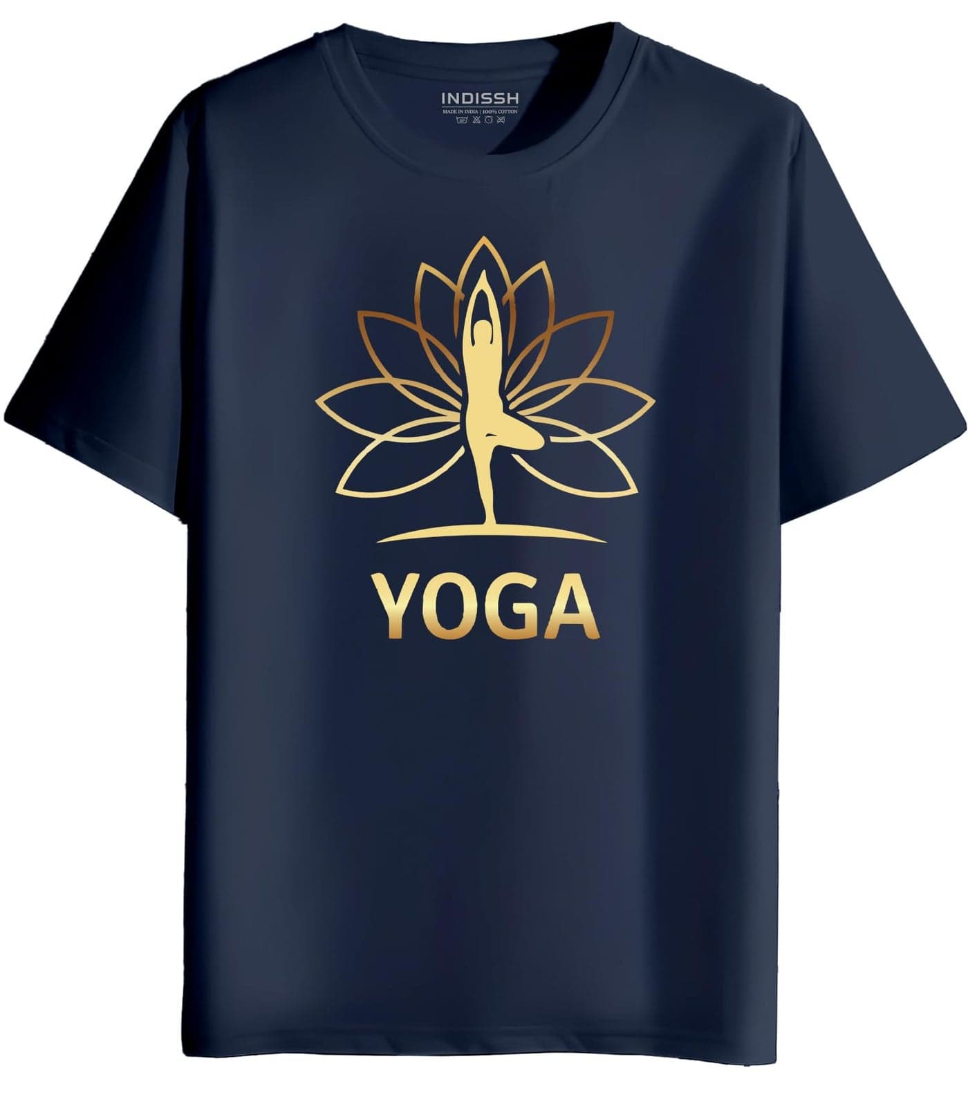 INDISSH Women's Regular Fit Half-Sleeves Themed Graphic Printed Tshirt | Regular Wear T-Shirt for Women's - WRN-YOGA4-NVY-2XL
