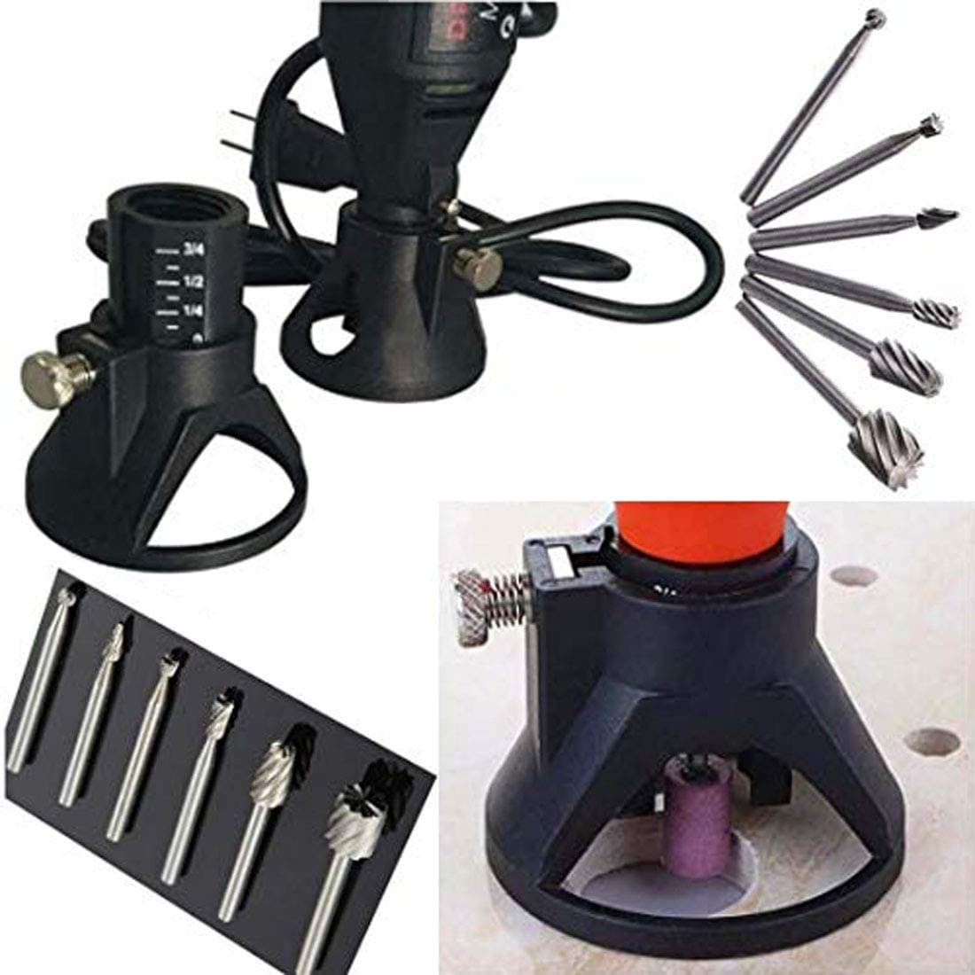 DIY Crafts Pack Of 7 Pcs Design No 1 Wood Routing Router Burrs Cutter with Electric Drill for Rotary Dri Pack Of 7 Pcs Design No 1