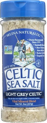 Light Grey Celtic Sea Salt Shaker Easy to Use Large Refillable Reusable Glass Shaker with AdditiveFree Delicious GlutenFree NonGMO Verified Kosher and PaleoFriendly 8 Ounces
