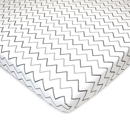 American Baby Company 100% Natural Cotton Fitted Pack and Play Sheet 39" x 27" - Soft & Breathable Pack N Play Sheet for Playpen, Playard & Mini Crib Mattress, Grey Zigzag, for Boys & Girls