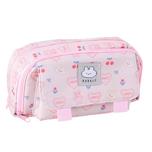 FunBlast Pencil Pouch for Girls, Animal Print Large Capacity Stationary Organizer Case, Kawaii Pencil Pouch, Aesthetic Pencil Case Organizer, Multipurpose Zipper Pouch for Kids & Adults (Pink)