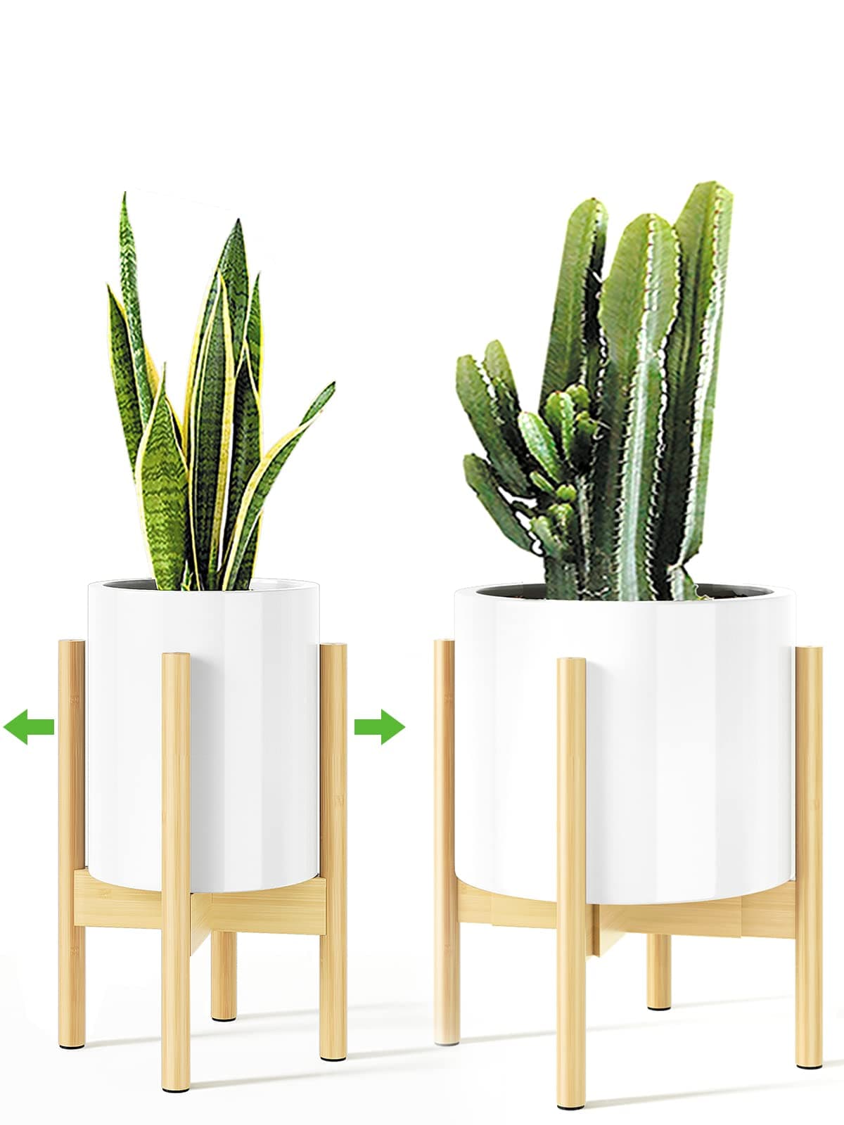 MUDEELA 145 Inch Tall Plant Stand for Indoor Adjustable Width Bamboo Plant Stand for 8 9 10 11 12 Inches Pot Single Tier Planter Holder Floor Stand Mid Century Modern Style Natural Without Pot