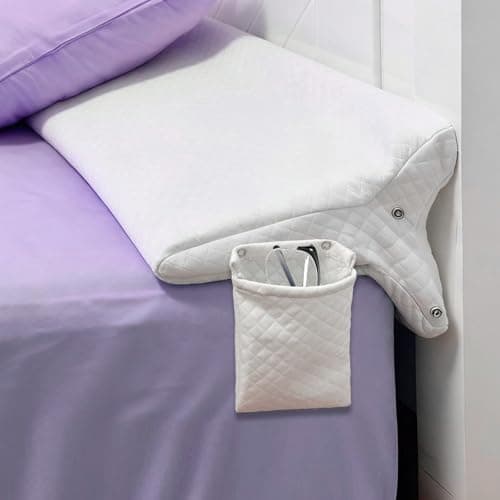 JZHLLA Triangle Bed Gap Filler Queen High Density Foam Headboard Gap Filler Pillow with 2 PCS Pockets and Removable Washable Cover, Prevent Items from Falling