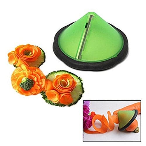 TXIN Carrot Curler and Peeler, Green Carrot Spiral Shred Slicer Root Vegetables Fruits Slicer Sharpener Garnishing Tool